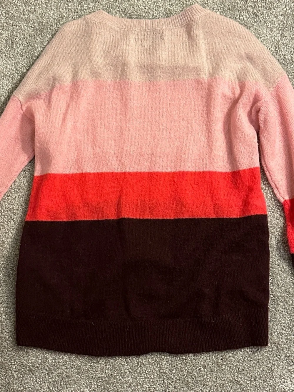 Loft Women's Striped Crewneck Sweater - Pink & Red Colorblock - Picture 4 of 7